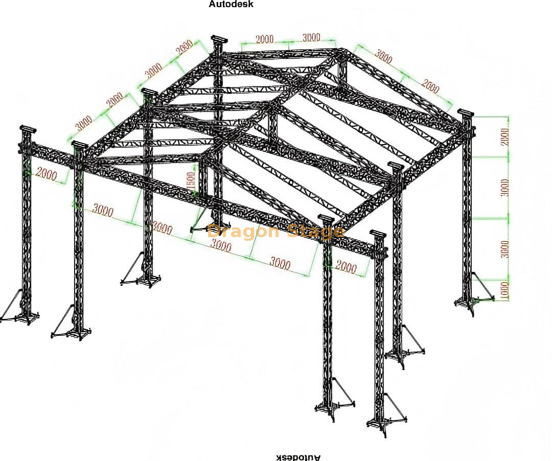 Custom Outdoor Concert Event Aluminum Portable Light Sound Truss System 12x10x9m 定制户外音乐会活动铝便携式灯桁架系统12x10x9m
