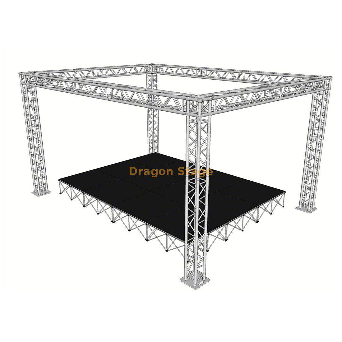 4×3×3m Aluminum Portable Stage Truss System with Roof & Platform (Mini Stage Rig) 4×3×3m 铝合金便携式舞台桁架系统,带屋顶和平台(迷你舞台装置)