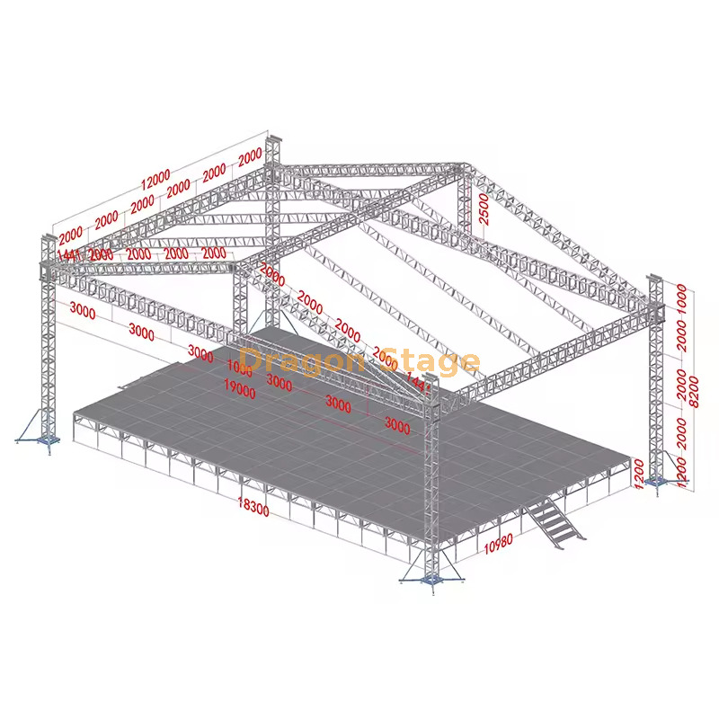 Professional 4-Pillar Outdoor Concert Roof System 专业四柱户外音乐会屋顶系统