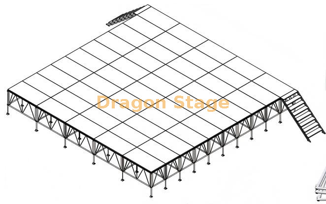 Aluminum Modular Event Stage Setup Platform with 2 Stairs 10x10m 铝制模块化活动舞台设置平台,带 2 个楼梯 10x10m