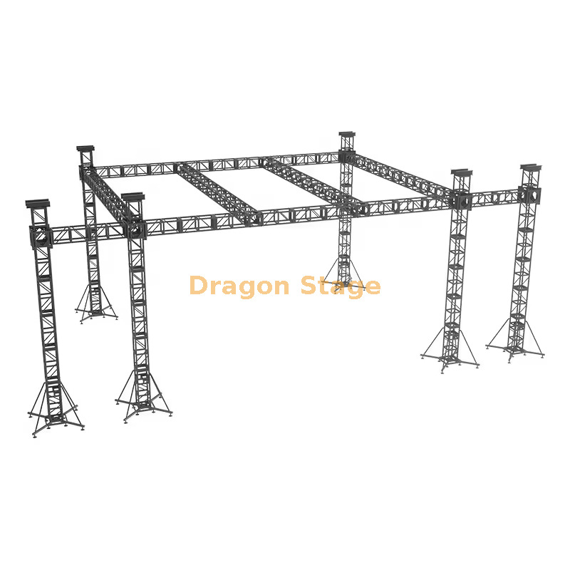 10x8x6m Professional Stage Roof with Dual Lighting Beams & PA Wings 10x8x6m 专业舞台屋顶,带双光束和 PA 翼