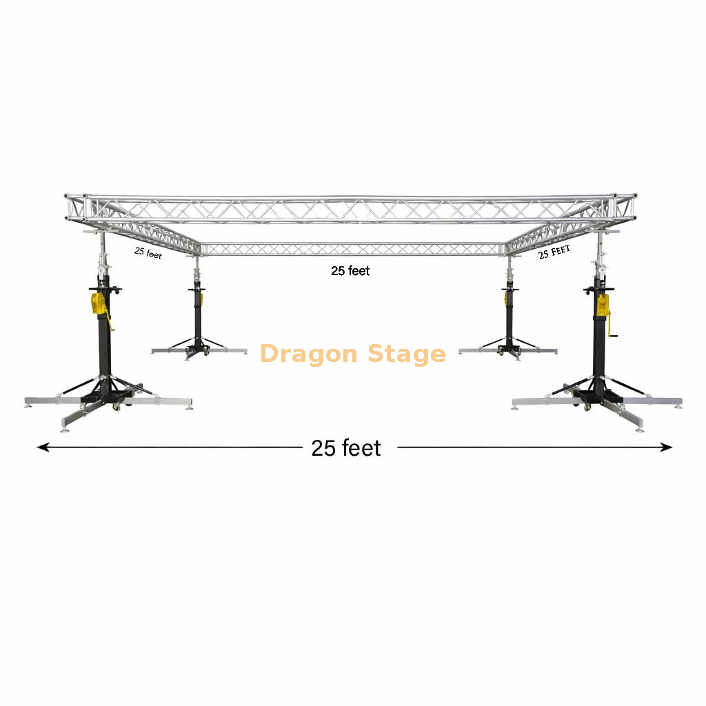 25ft Professional Aluminum Truss System with Heavy Duty Crank Up Stands 25 英尺专业铝桁架系统,带重型曲柄支架