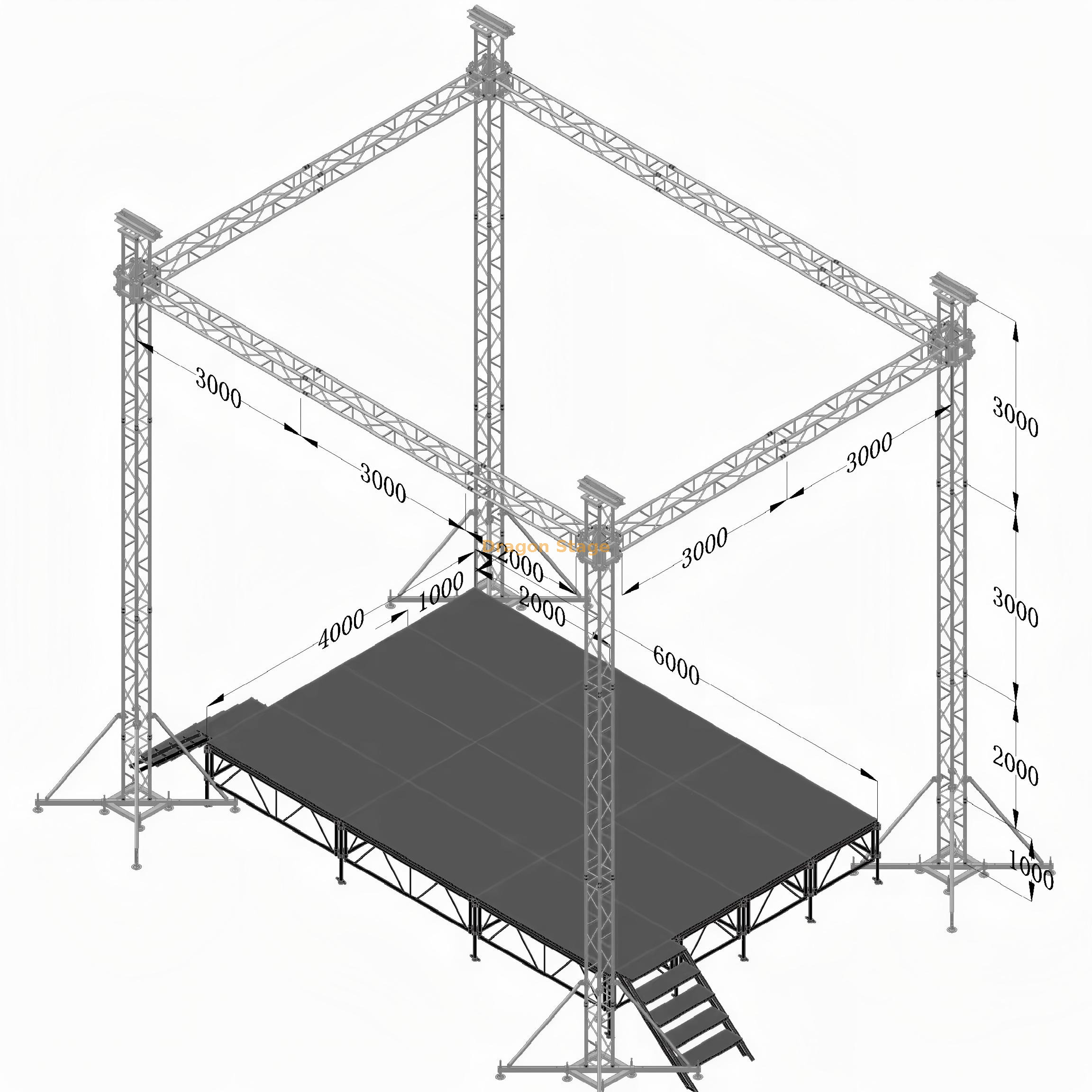 8x6x9m Professional Aluminum Outrigger Wedding & Event Truss System 8x6x9m 专业铝制支腿婚礼和活动桁架系统