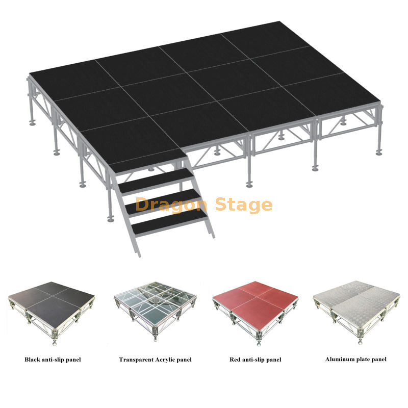 Aluminum Outdoor Stage Podium with 2 Stairs 4.88x3.66m 铝制户外舞台裙楼,带 2 级楼梯 4.88x3.66m