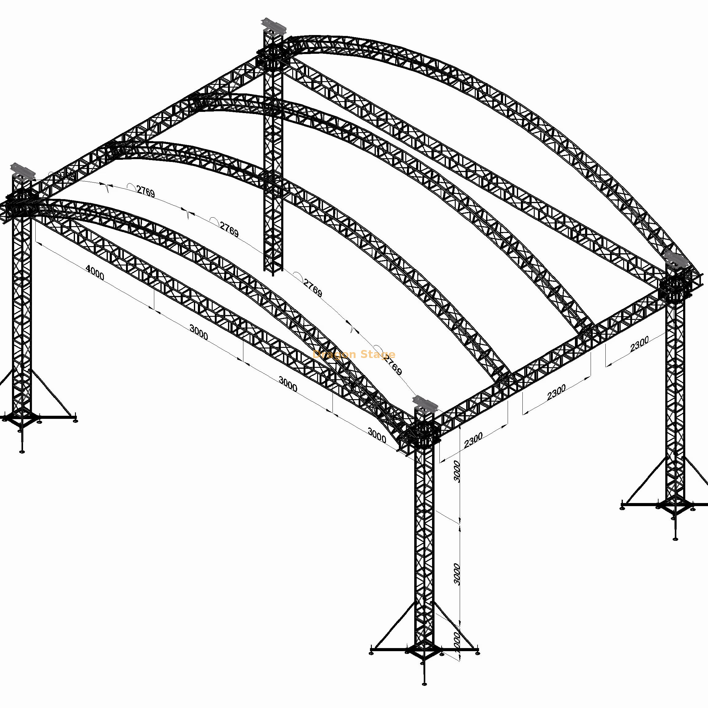 13x8x7m Professional Aluminum Arched Roof Concert Stage 13x8x7米专业铝制拱形屋顶音乐会舞台