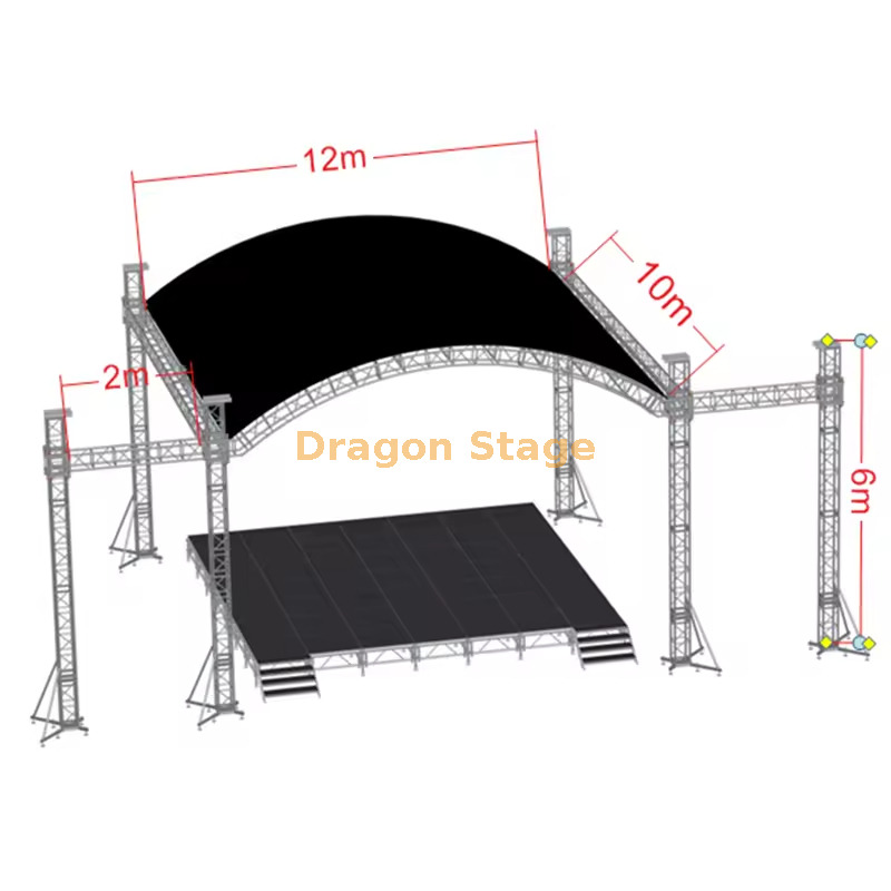 12m x 10m aluminum dome tent truss stage system 12m x 10m 铝制圆顶帐篷桁架舞台系统