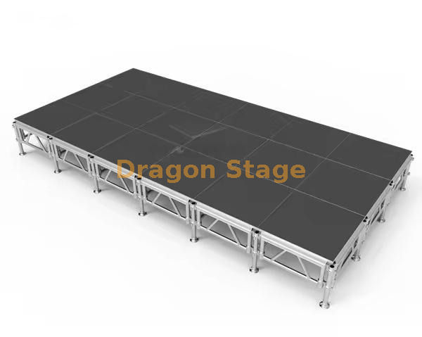 Aluminum Mobile Concert Event Portable Stage with Stairs 7.32x3.66m 0.4-0.8m High 铝制移动音乐会活动便携式舞台带楼梯 7.32x3.66m 0.4-0.8m 高