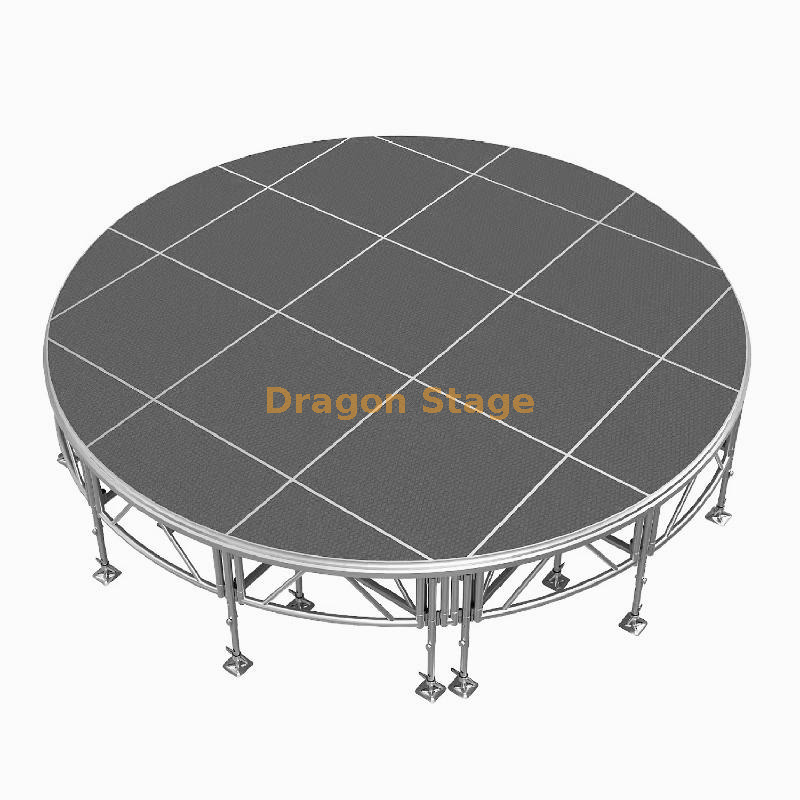 4.88m Circular Aluminum Alloy Portable Stage System with Adjustable 0.4m-0.8m Height and Stairs 4.88m圆形铝合金便携式舞台系统,可调节0.4m-0.8m高度和楼梯