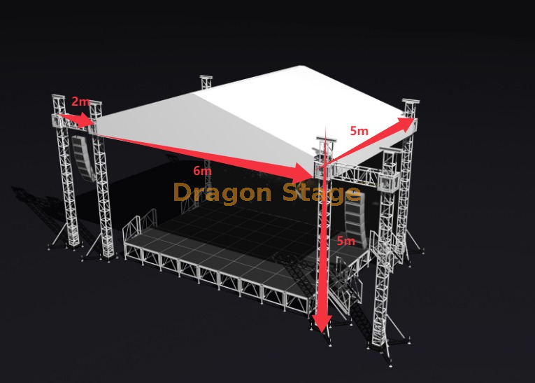 Small Outdoor Concert Sound Roof Truss Stage 6x5x5m 小型户外音乐会声音屋顶桁架阶段6x5x5m