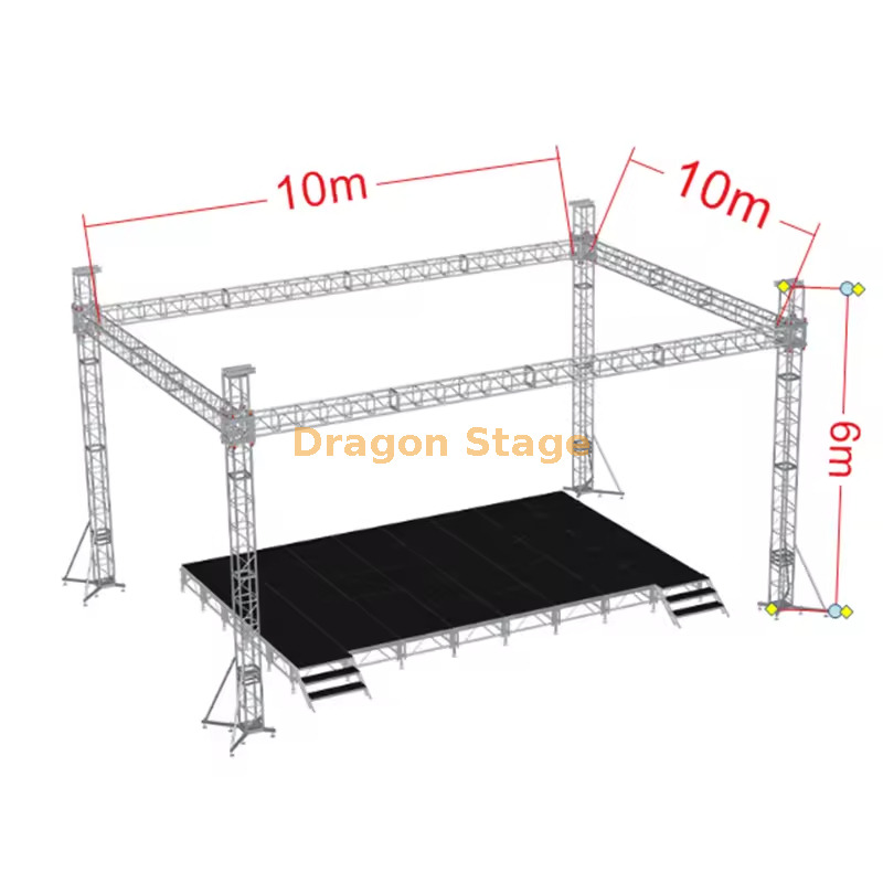 Aluminum Stage Frame Truss Structure 10x10x6m 铝制舞台框架桁架结构 10x10x6m