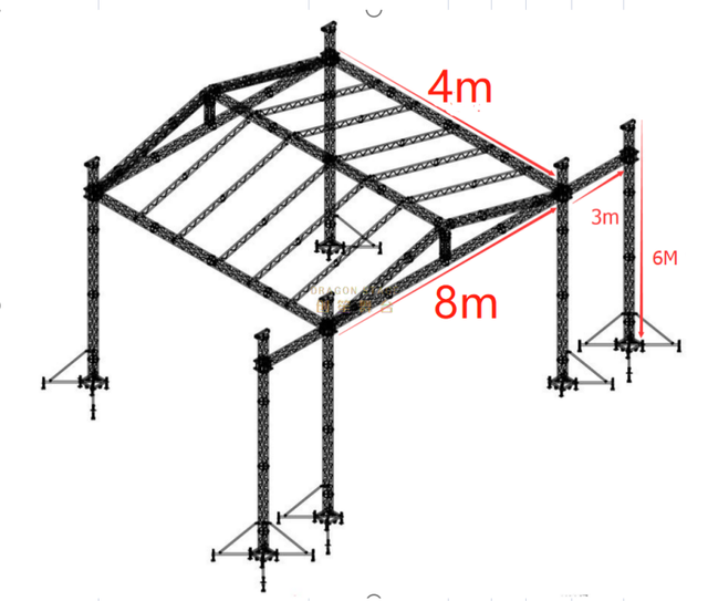 户外便携式展览音乐会活动婚礼舞台灯光表演扬声器铝桁架带弧形屋顶 LED 显示屏桁架 TUV SGS CE 24x12x20ft