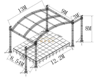 铝教堂活动弯曲屋顶桁架出售13x9m 8高