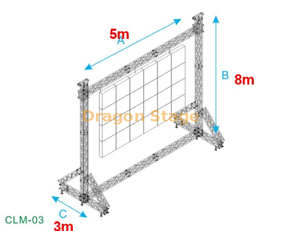 龙桁架定制LED屏幕墙面支架支撑桁架为LED柜5x8M