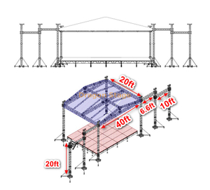 海滩铝制屋顶桁架设计活动的成本40x20x20ft 12x6x6m