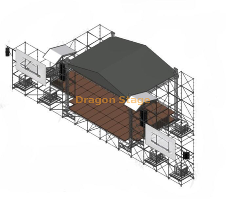铝桁架屋顶 10x8x8m 带环扣脚手架地板和全方位舞台