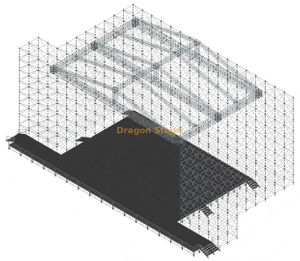 20x20米大跨度金字塔屋顶桁架系统，带3根大跨度梁，用于分层系统