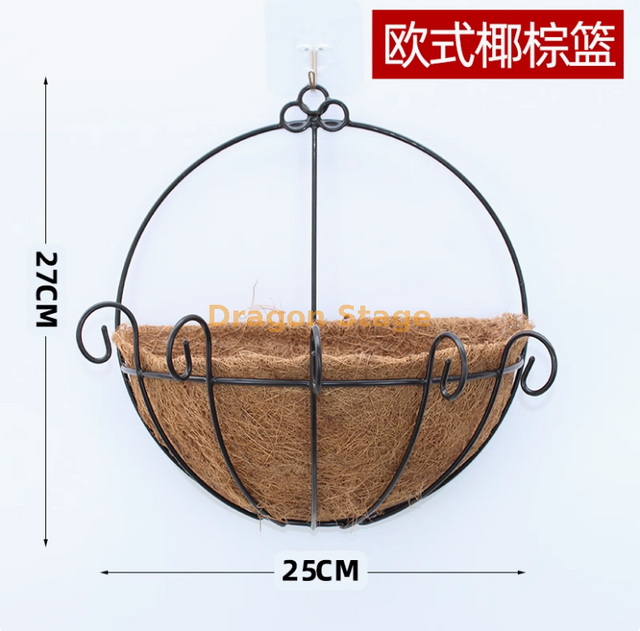 模拟的紫罗兰色墙壁悬挂兰花大刺绣人造塑料花丝绸花黑色椰子棕色篮子+粘钩