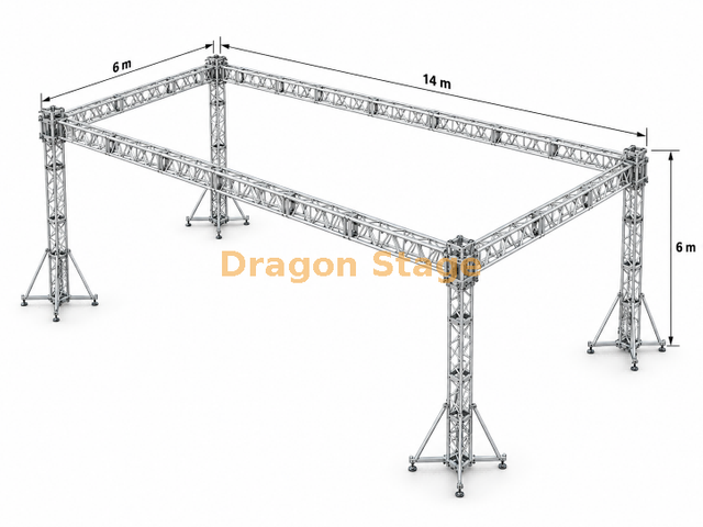 14x6x6m 便携式 LED 屏幕桁架系统，带手动环链葫芦