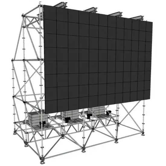 用于 6x4m LED 屏幕的 6x4x6m 环锁系统，带 4 个顶部部分和 3 个水镇流器