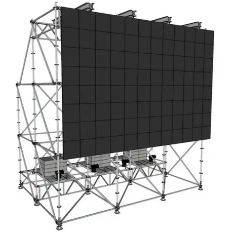 用于 6x4m LED 屏幕的 6x4x6m 环锁系统，带 4 个顶部部分和 3 个水镇流器