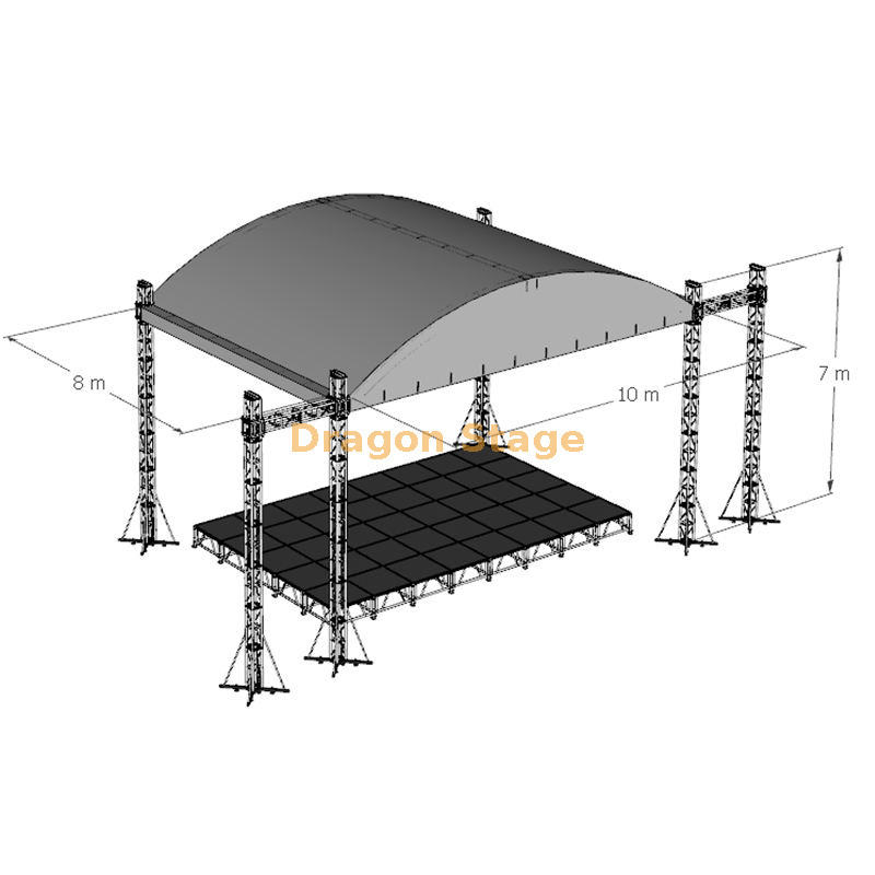 音乐会舞台曲线屋顶桁架10x8x7m