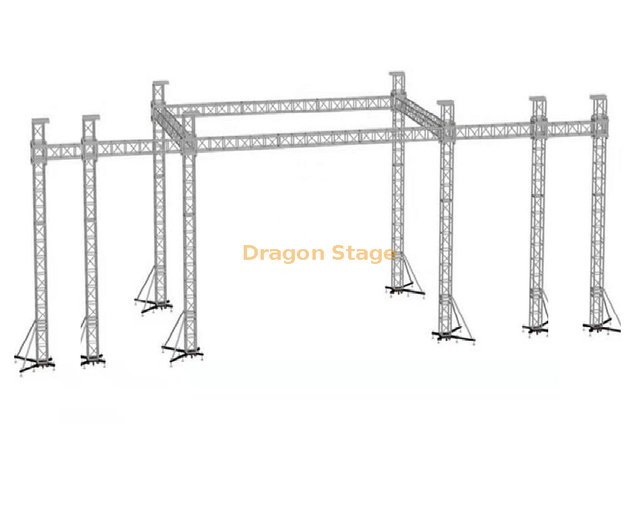 铝制框架桁架系统10x10x10几内亚比索活动，扬声器线阵列2m和LED屏幕6m