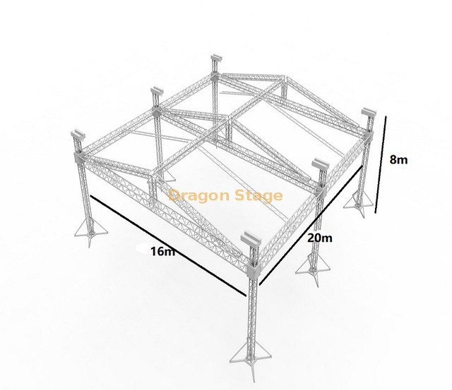 400mm尖顶铝桁架展览广告设备桁架系统20x16x8m 6pillars 