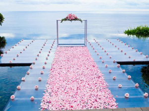 用于游泳池活动婚礼的移动模块化亚克力玻璃平台舞台