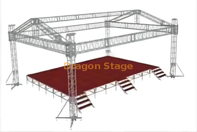 定制方形室外现代教堂舞台带有屋顶桁架系统12x6x7m 