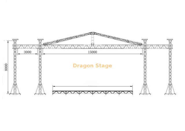 铝制桁架阶段屋顶桁架系统15x10x8m