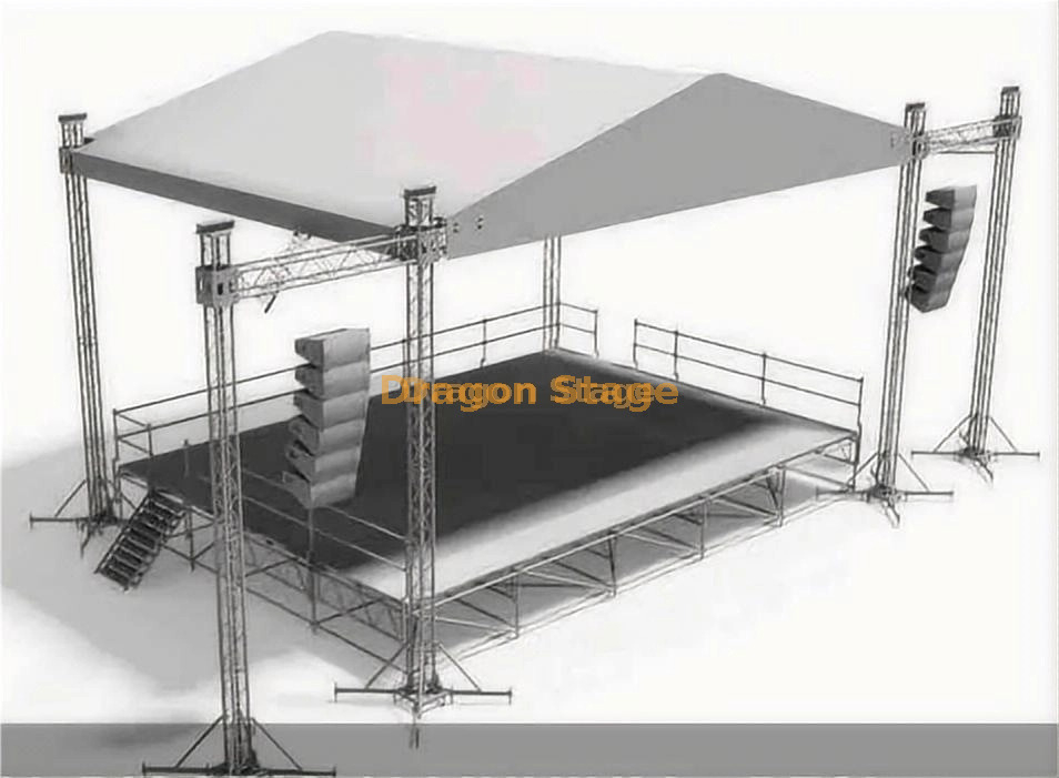 11x7x7m 尖峰屋顶桁架系统，带双 2m 扬声器翼（7m 高，铝制插口桁架）