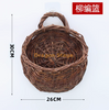 模拟的紫罗兰色墙壁悬挂兰花大刺绣人造塑料花丝绸花棕色柳树编织篮+粘钩