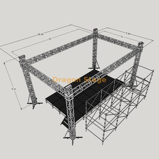 290毫米黑色DJ桁架阶段10x6x6m