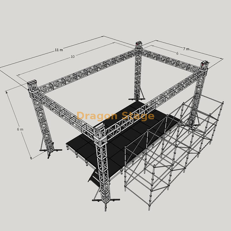 290毫米黑色DJ桁架阶段10x6x6m