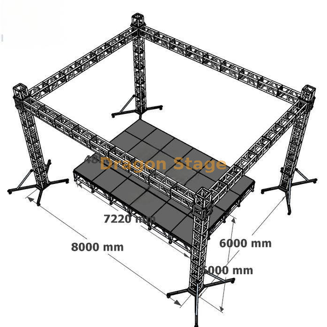 露天远征用非洲铝制标准舞台桁架 8x6x6m
