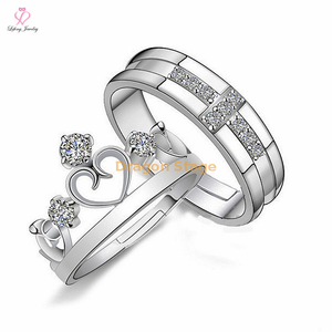 韩国珠宝最新样品设计时尚结婚戒指，国王和王后订婚数控机床钨结婚戒指