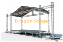 带天篷的铝制屋顶桁架 12x10x7m 和两侧 3m 线阵列索具，2x1m 第 3 阶段楼梯