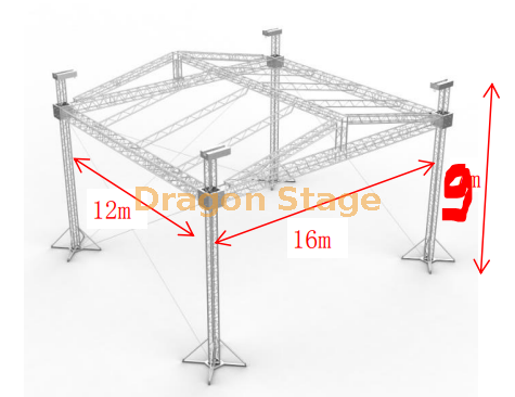 方形铝便携式轻桁架支柱16x12x9m