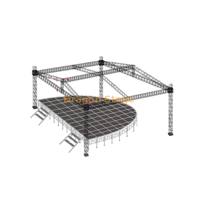 带有可移动性能的室外铝制屋顶桁架移动便携式半圆阶段16x8x8m