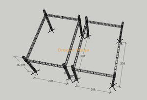 定制无屋顶方形 Led 插口铝制照明桁架 30x20x16.4ft 和 30x20x20ft
