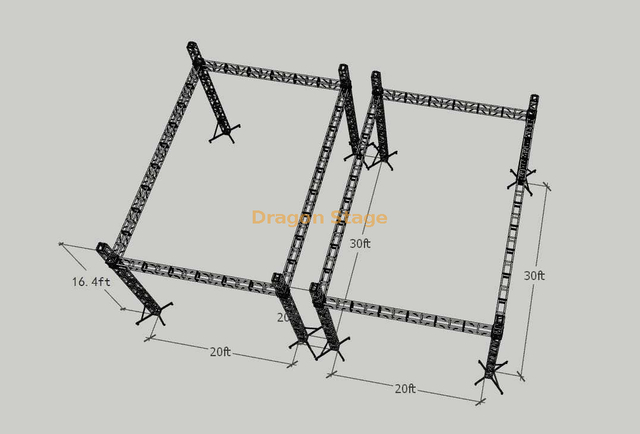 定制无屋顶方形 Led 插口铝制照明桁架 30x20x16.4ft 和 30x20x20ft