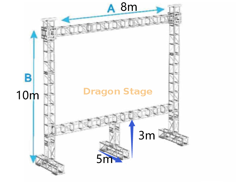 铝制便携式LED屏幕桁架系统8x10m用于户外音乐会（1）