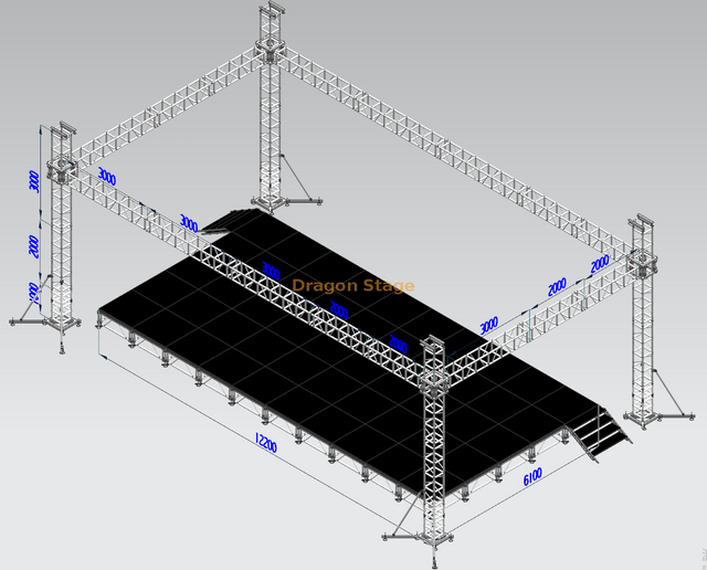 室内铝制桁架和音乐会的舞台13x7x6m