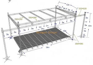 定制的扁平舰队桁架系统20x12x10m