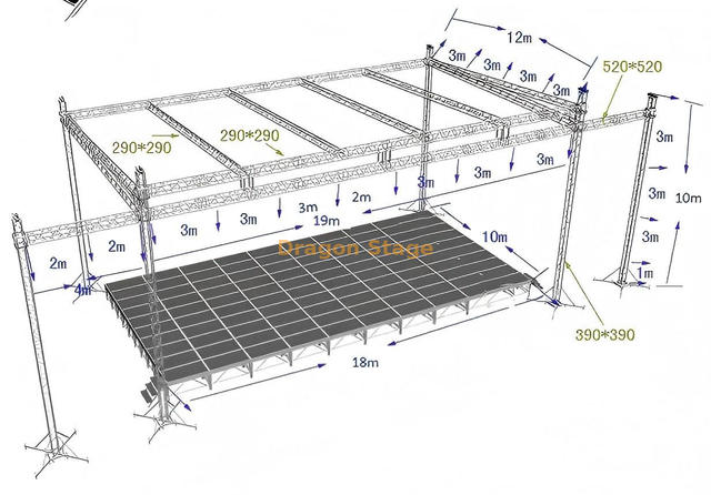 定制的扁平舰队桁架系统20x12x10m