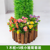 污水管，模拟树皮，绿色植物，花卉图案，木桩和5个小雏菊的装饰和阻塞