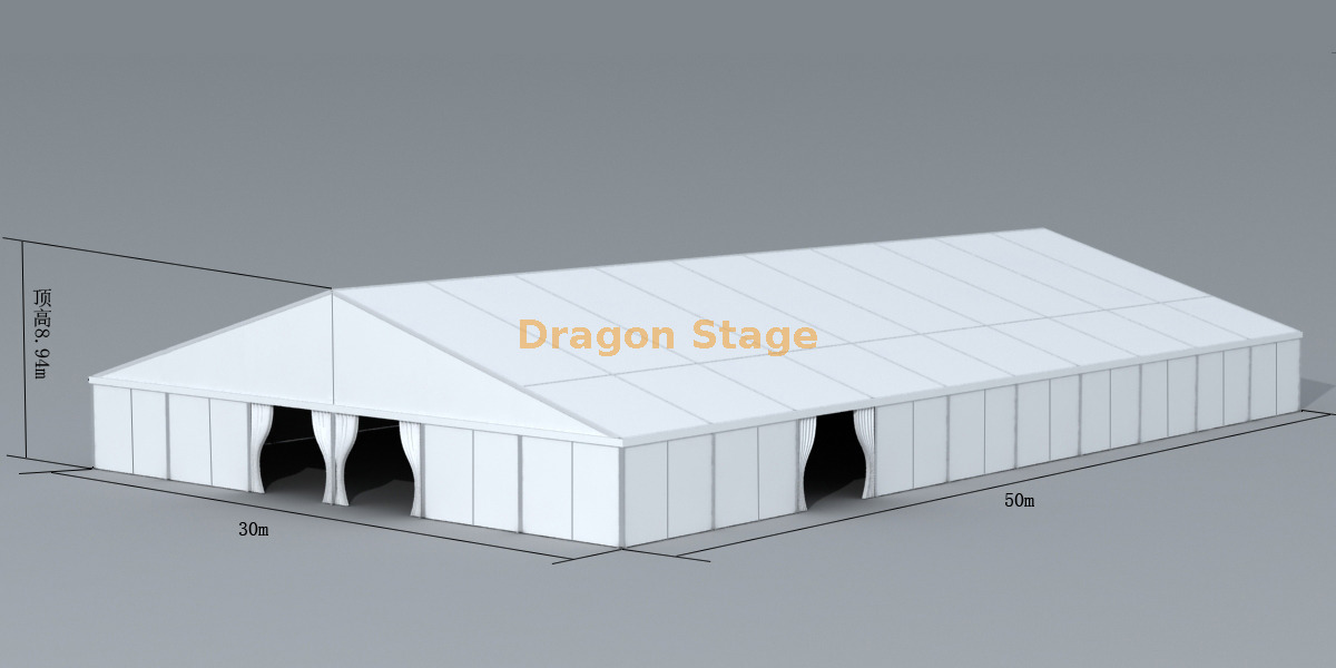30x50 米大型铝制 A 形框架活动帐篷 |全侧壁重型净跨帐篷