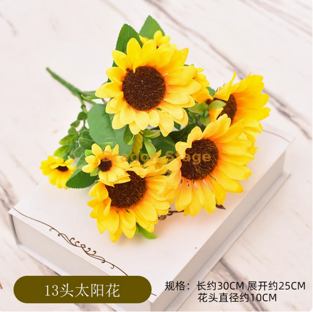 小型向日葵模拟花朵装饰品葵花籽假花装饰工程花朵塑料13头大葵花籽