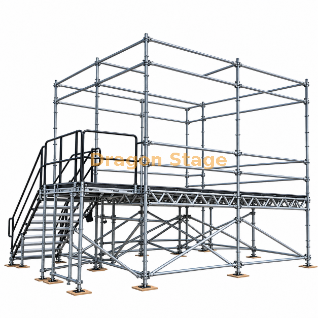 4x4 米 Ringlock FOH 平台 / 带侧楼梯的 VIP 观景平台