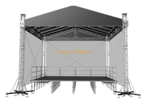 框架桁架 12x9x7m 铝制快速舞台，带舞台平台和楼梯 7.32x9.72x1m